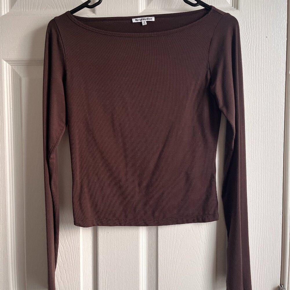 Reformation Wiley Knit Top Brown - Size S